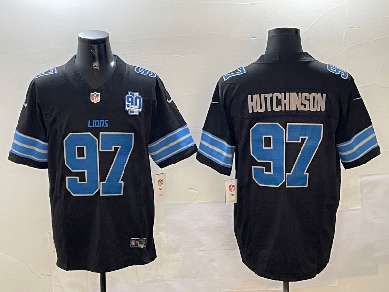 Men Detroit Lions 97 Hutchinson Black three generations 2024 Nike Limited NFL Jersey style 3